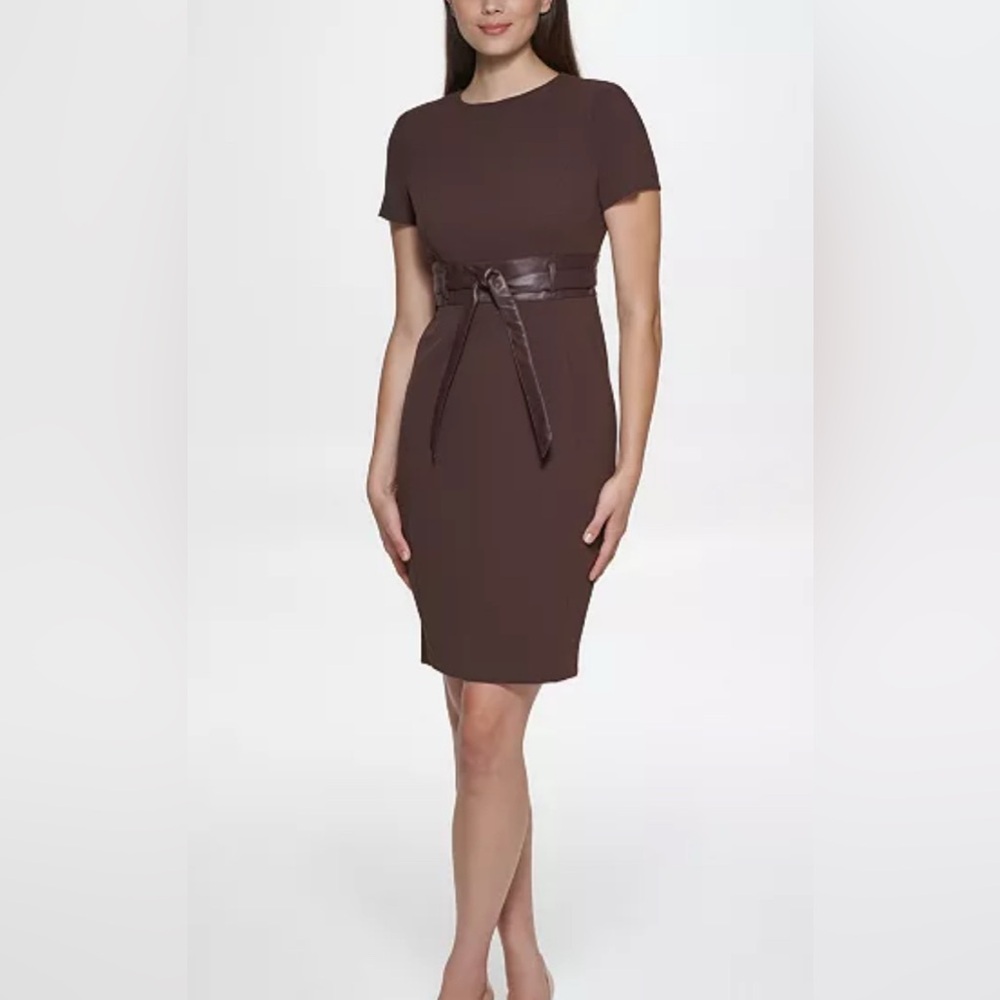 Calvin Klein Chocolate Midi Dress with Belt